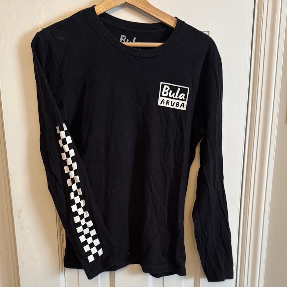 Bula Aruba Surf Shop Vans Checker Arms Black Long Sleeve Shirt